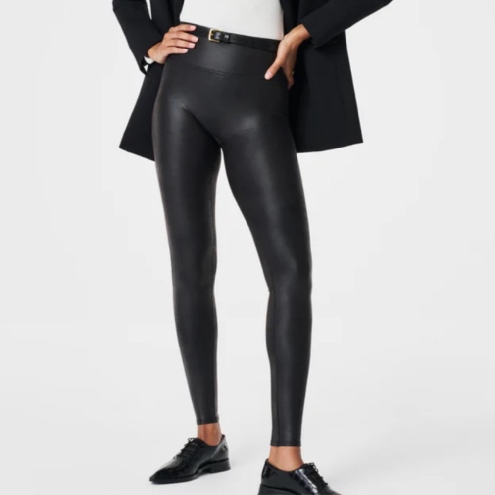 spanx faux leather leggings medium